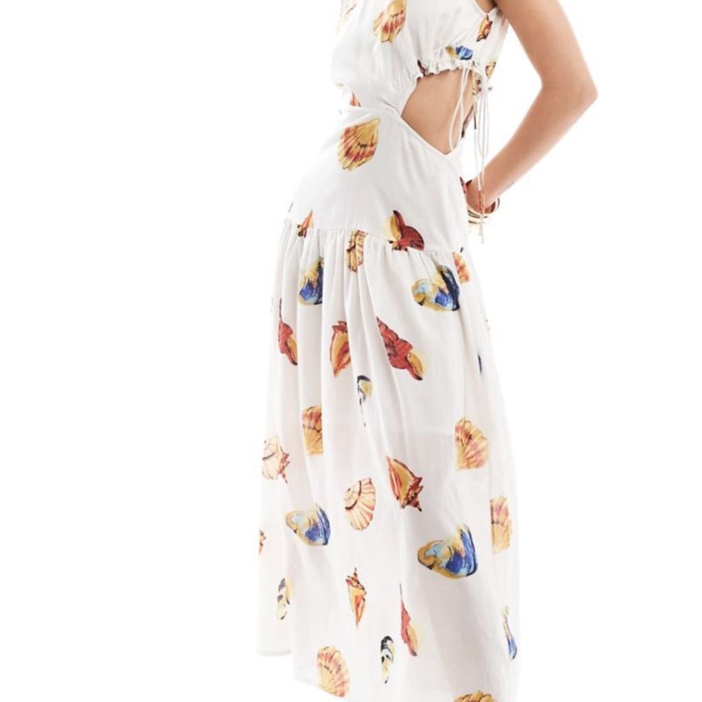 NWT ASOS White nautical seashell maxi dress with side cut out - Picture 3 of 6